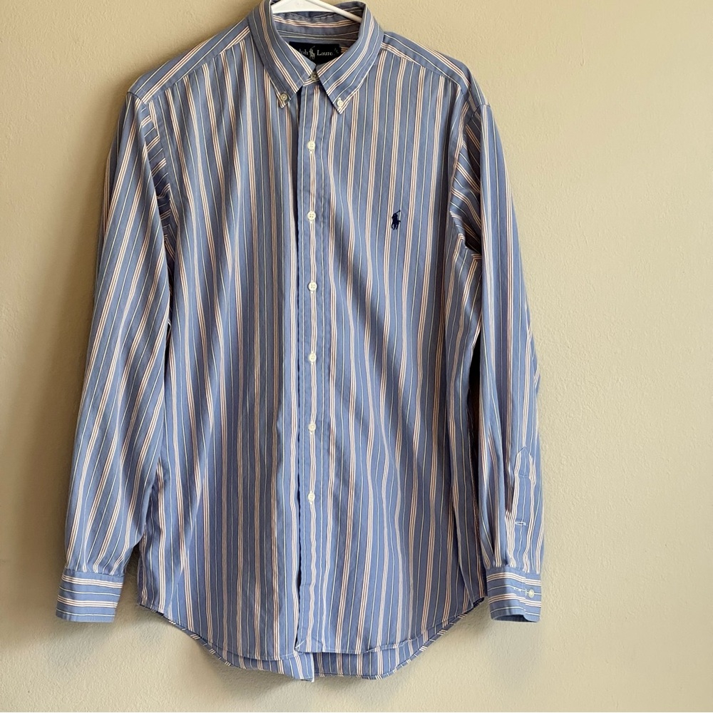 Ralph Lauren Classic Fit Button Down Shirt Size 16 34/35 Blue Multi‎ Stripe